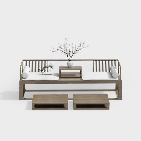 Zen-Inspired Low Polygon Sofa 3D model