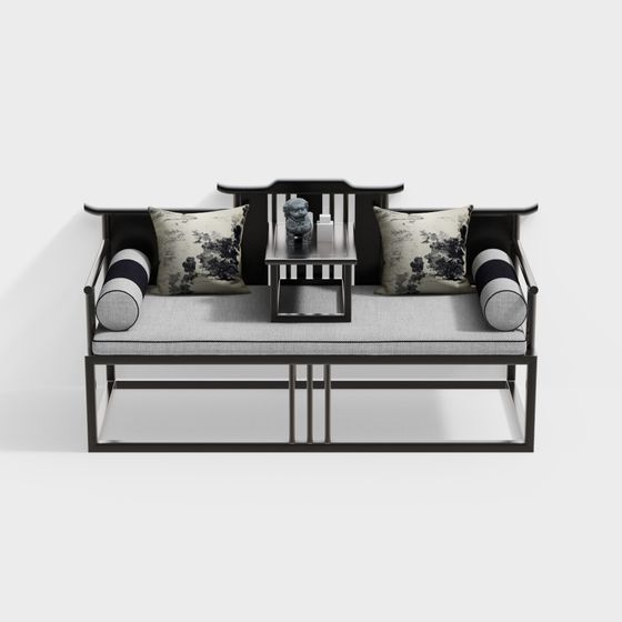 Elegant Oriental-Inspired 3D Sofa Model