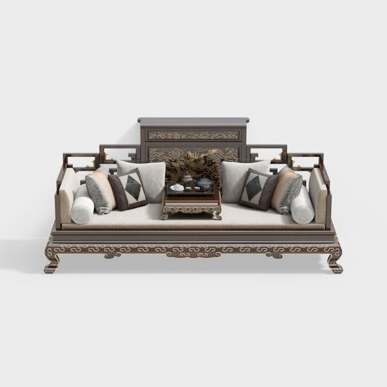 Elegant Chinese Classical Sofa 3D model