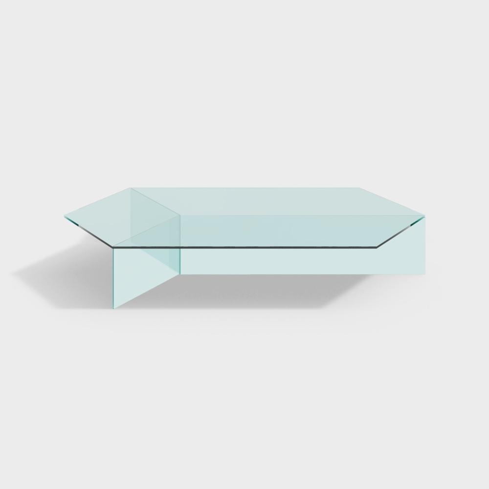 Geometric Light Table 3D Model – Low-Poly Blue Glass