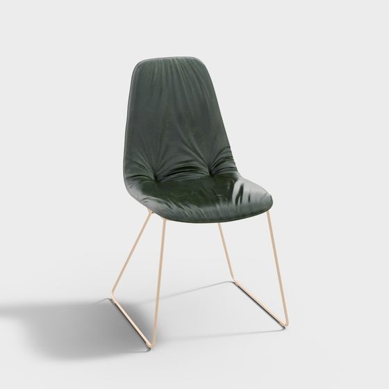 Green Velvet Metal Chair 3D model