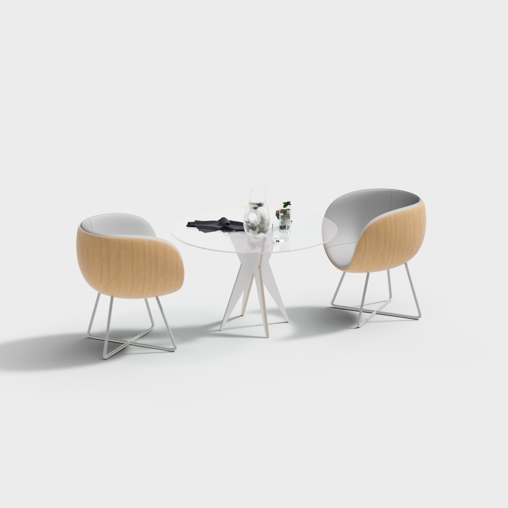 Modern round lounge table and chairs