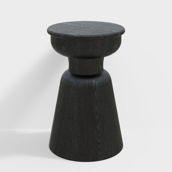 Unique Cone-Shaped Wooden Stool 3D model