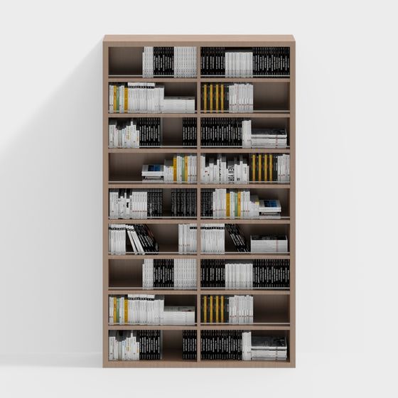 Modern Library Bookcase 3D Model