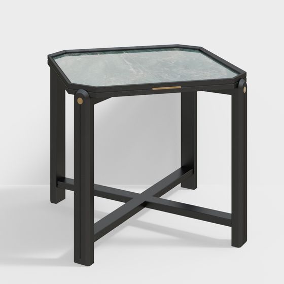 Elegant Hexagonal Glass Table 3D model