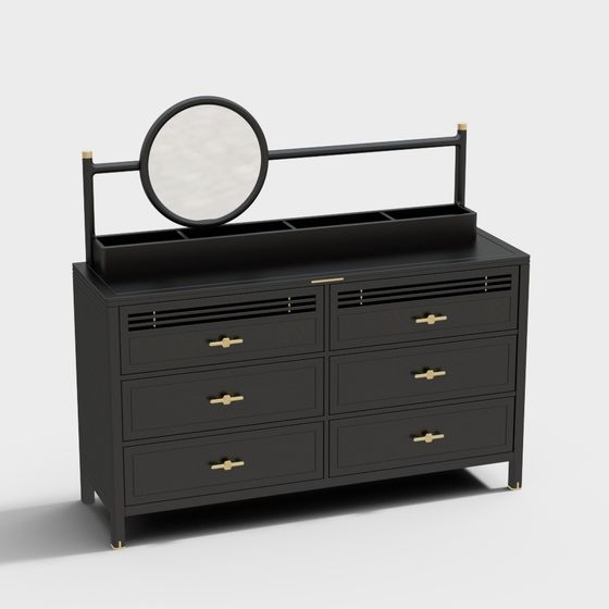 Elegant Black Vanity Table 3D model