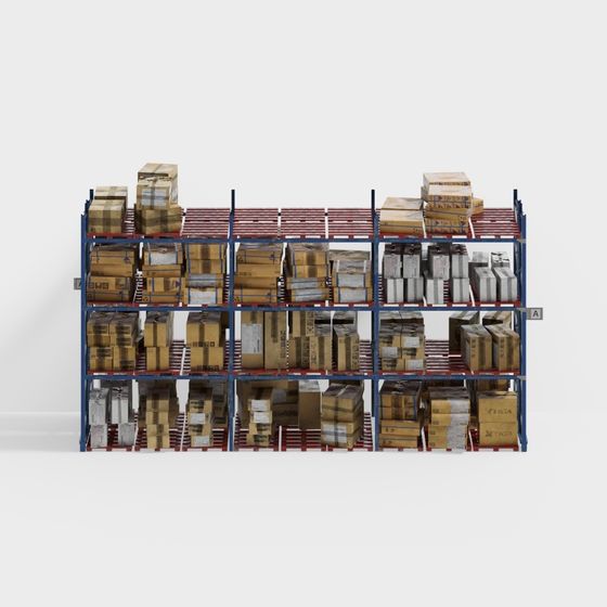 Low-Poly Detailed Warehouse Shelf 3D model