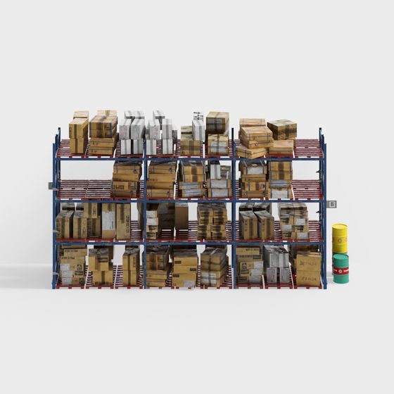 Detailed Industrial Storage Rack 3D model