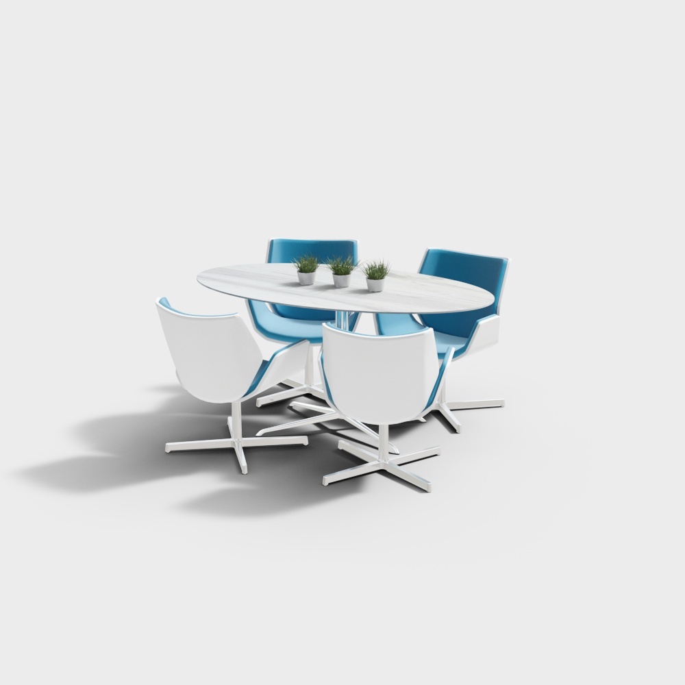 Modern blue lounge table and chairs