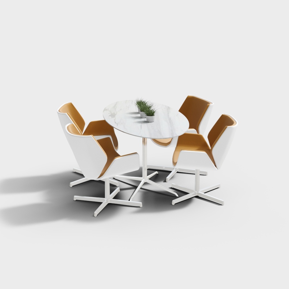 Table et chaises de salon modernes orange