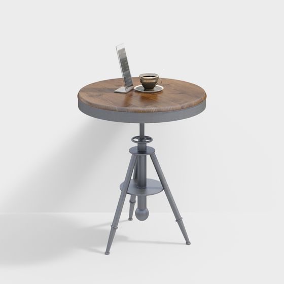 Vintage Industrial Round Table 3D model