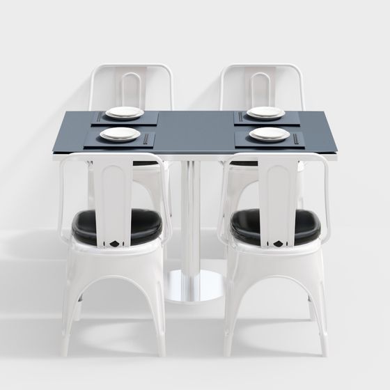 Modern Minimalist Dining Table and Chair Set 3D model