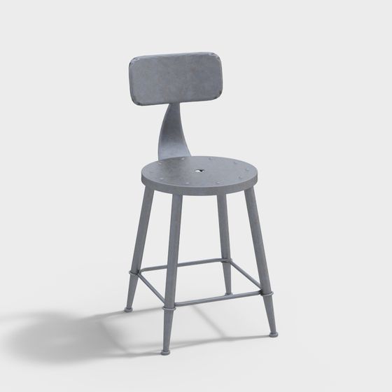 Vintage Metal Bar Stool 3D model