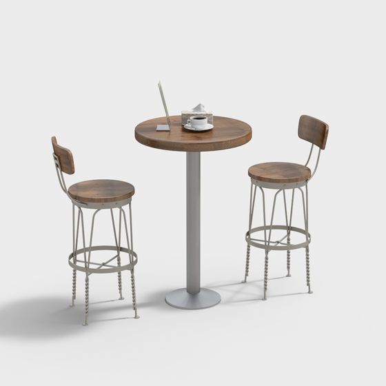 Minimalist Coffee Table and Stool Set 3D model