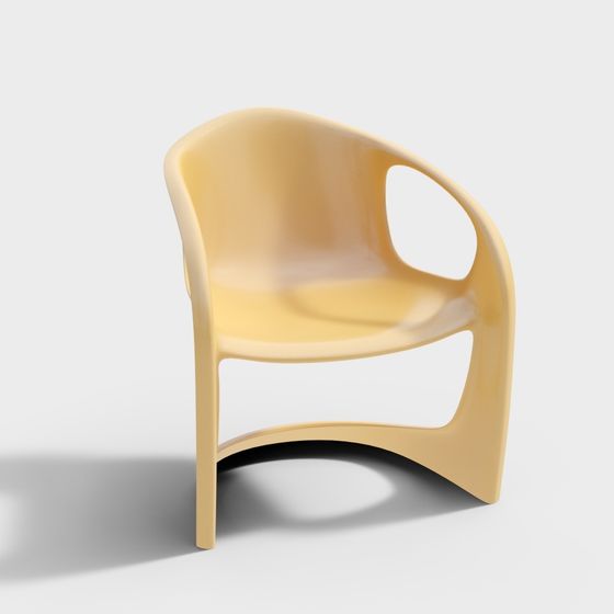 Chic Curved Low Polygon Chair 3D model for Modern Interiors
