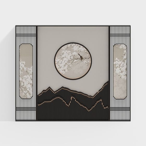 Sakura Moonlight Screen 3D model for Modern Design