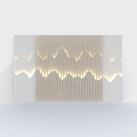 Waves Light and Shadow Screen 3D model for Creative Spaces