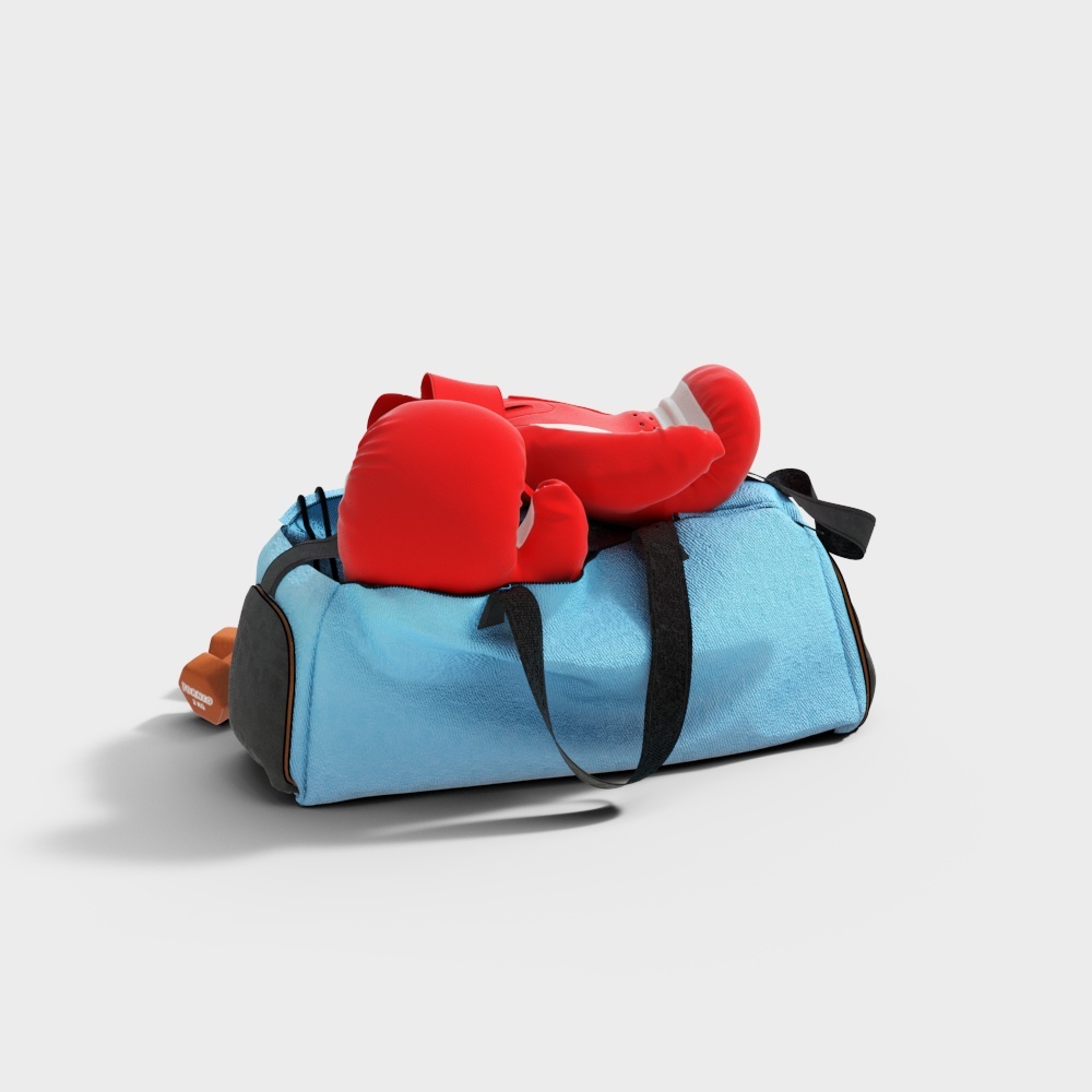 Fitness Gear Set 3D model: Sports Bag & Boxing Gloves