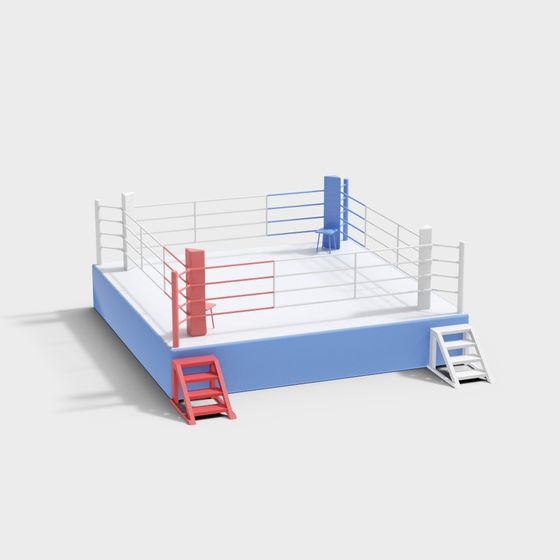 Low-Poly Boxing Ring 3D Model