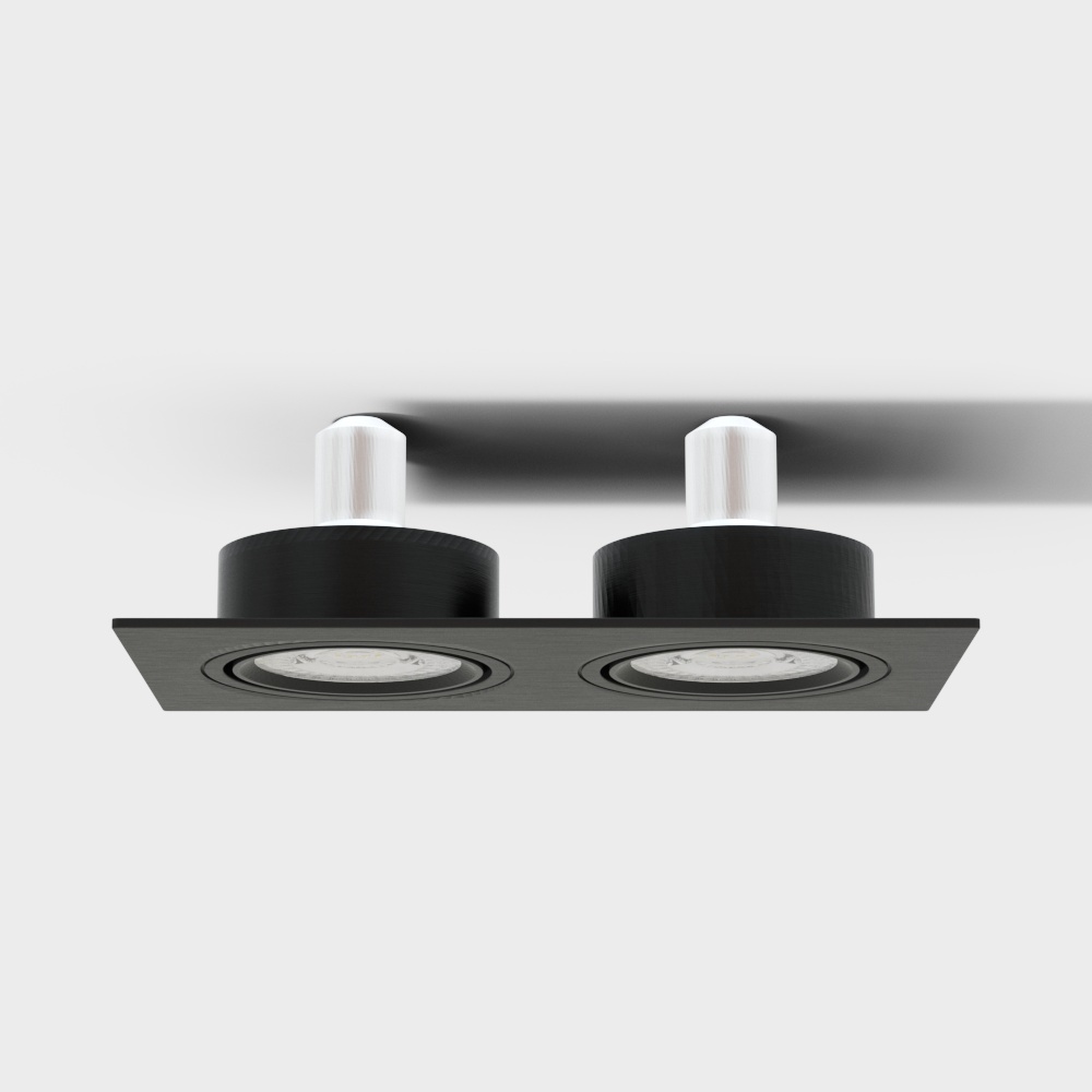 Modern recessed single head double black spotlight