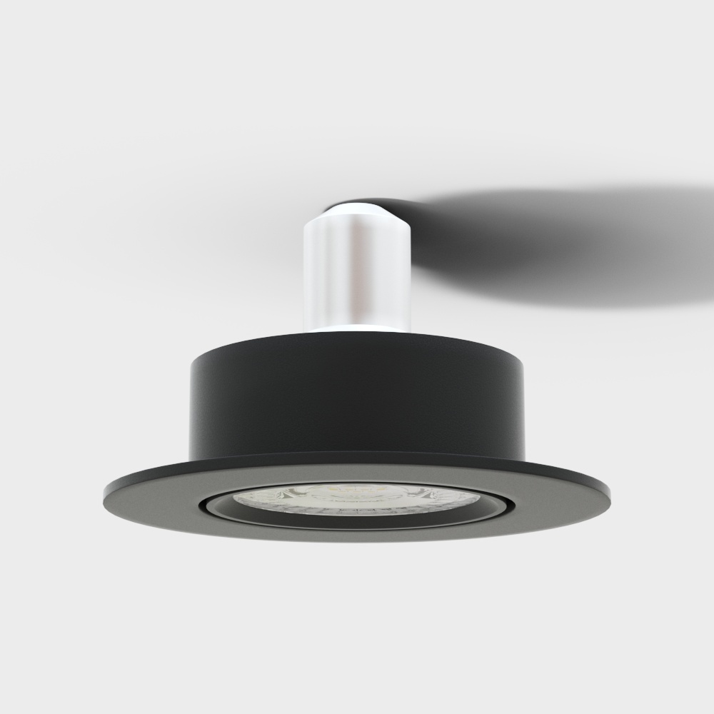 Modern recessed single head deep black spotlight