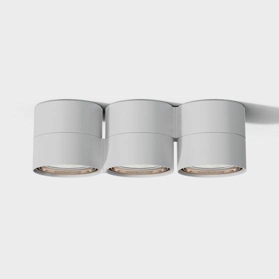 Modern Gray Round Surface Mounted Spotlights 3D Model