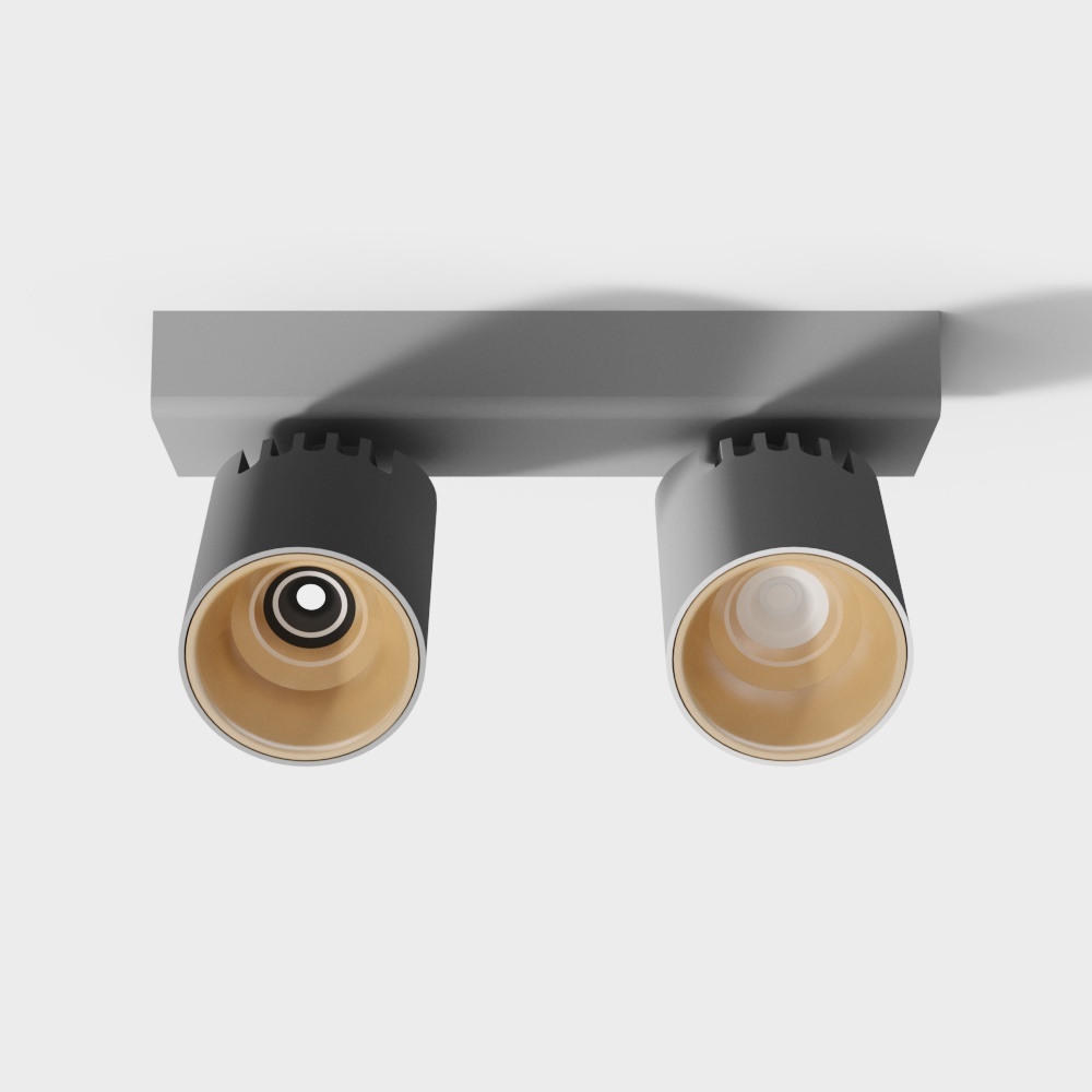 Modern gray double surface-mounted spotlights