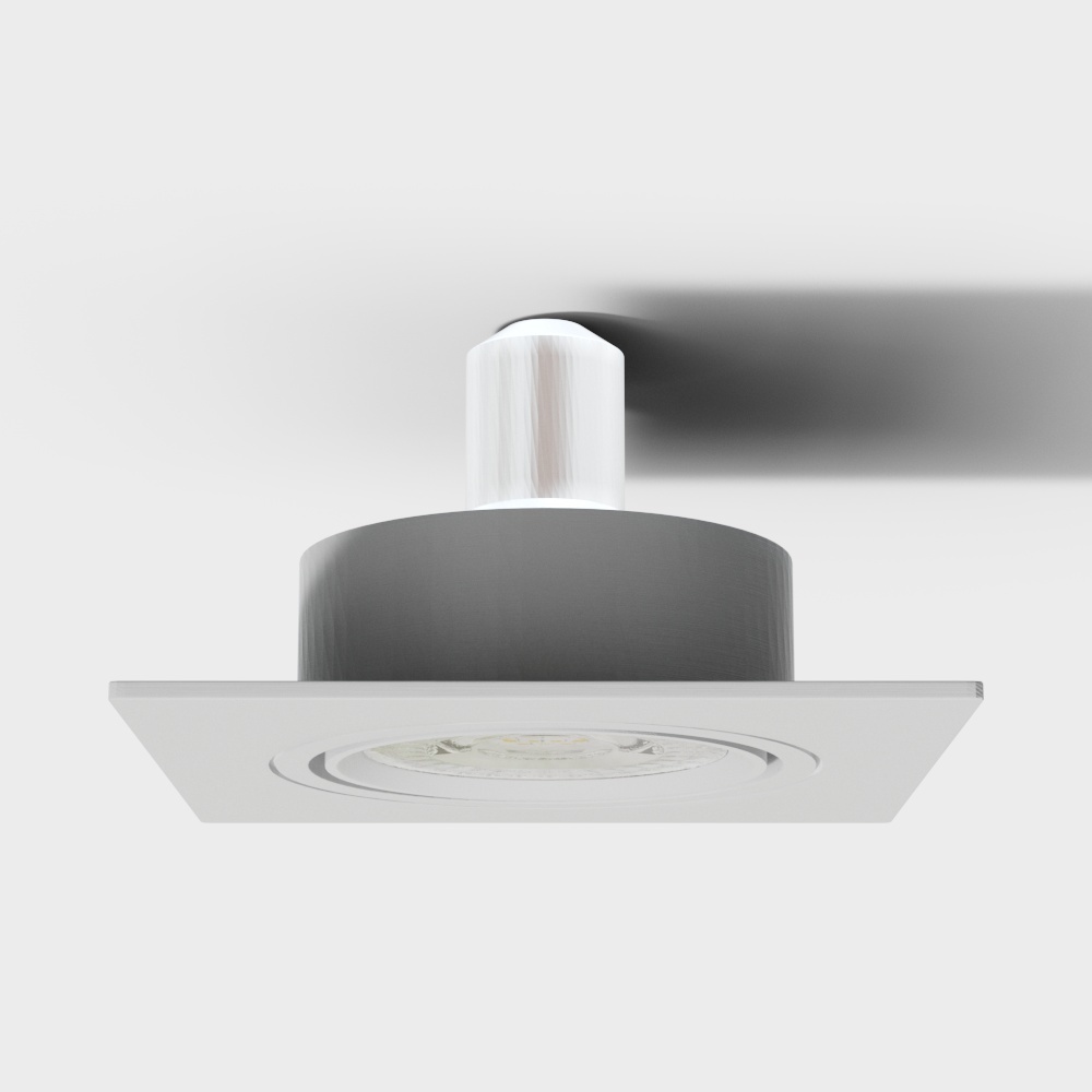 Modern recessed single head white square spotlight
