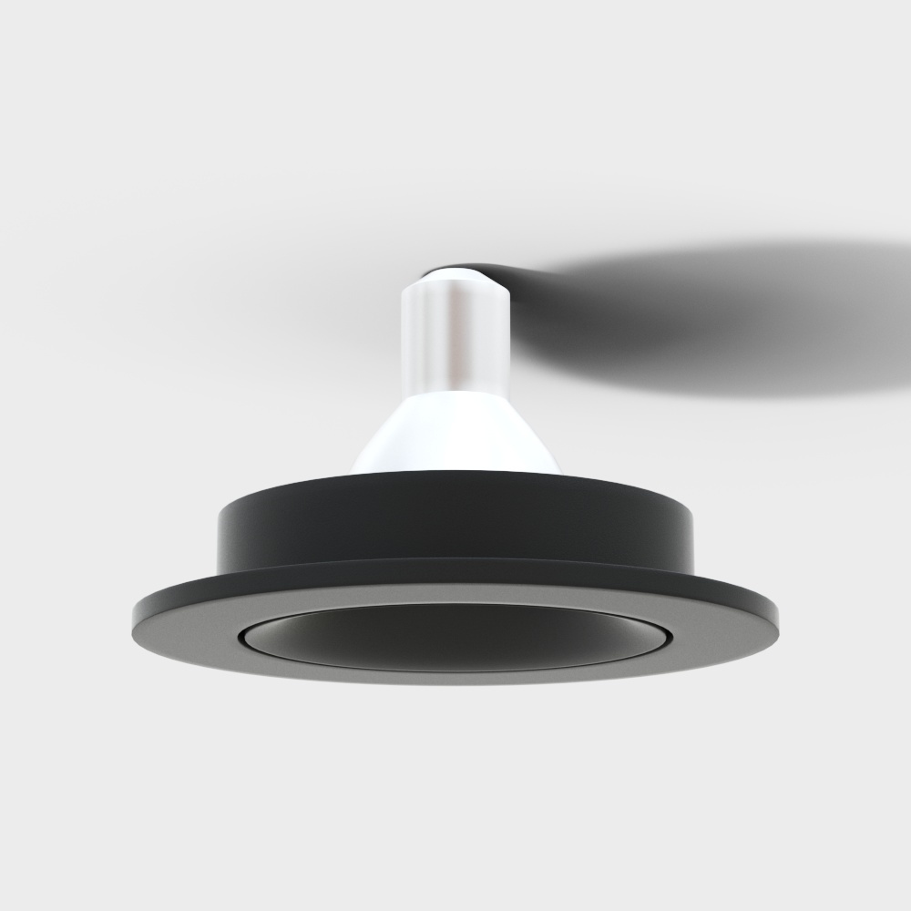 Modern embedded single head black round spotlight