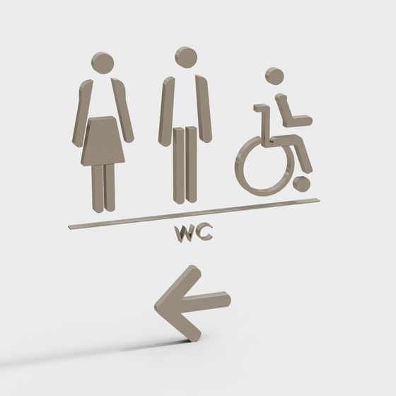 Stylish Low-Poly Public Space Signage 3D model