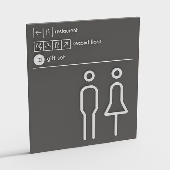 Low Poly Bathroom Sign 3D Model for Creative Spaces