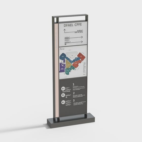 Guide Sign 3D model - Low Polygon Design