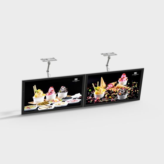Colorful Double-Screen Ice Cream Display Stand 3D model
