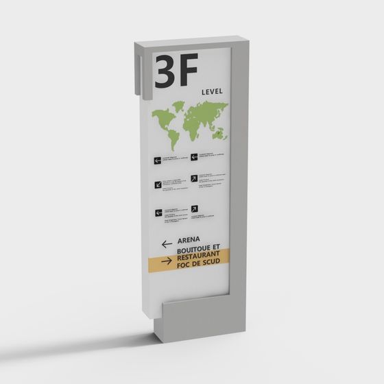 Sleek Minimalist Floor Sign 3D model