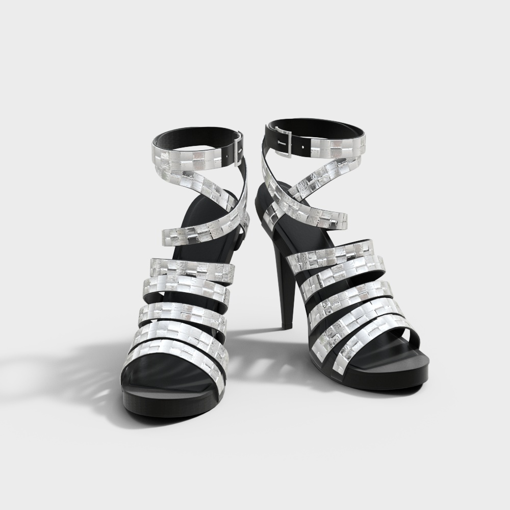 Elegant High-Heeled Sandals 3D model