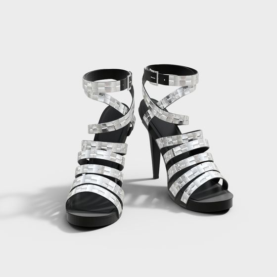 Elegant High-Heeled Sandals 3D model