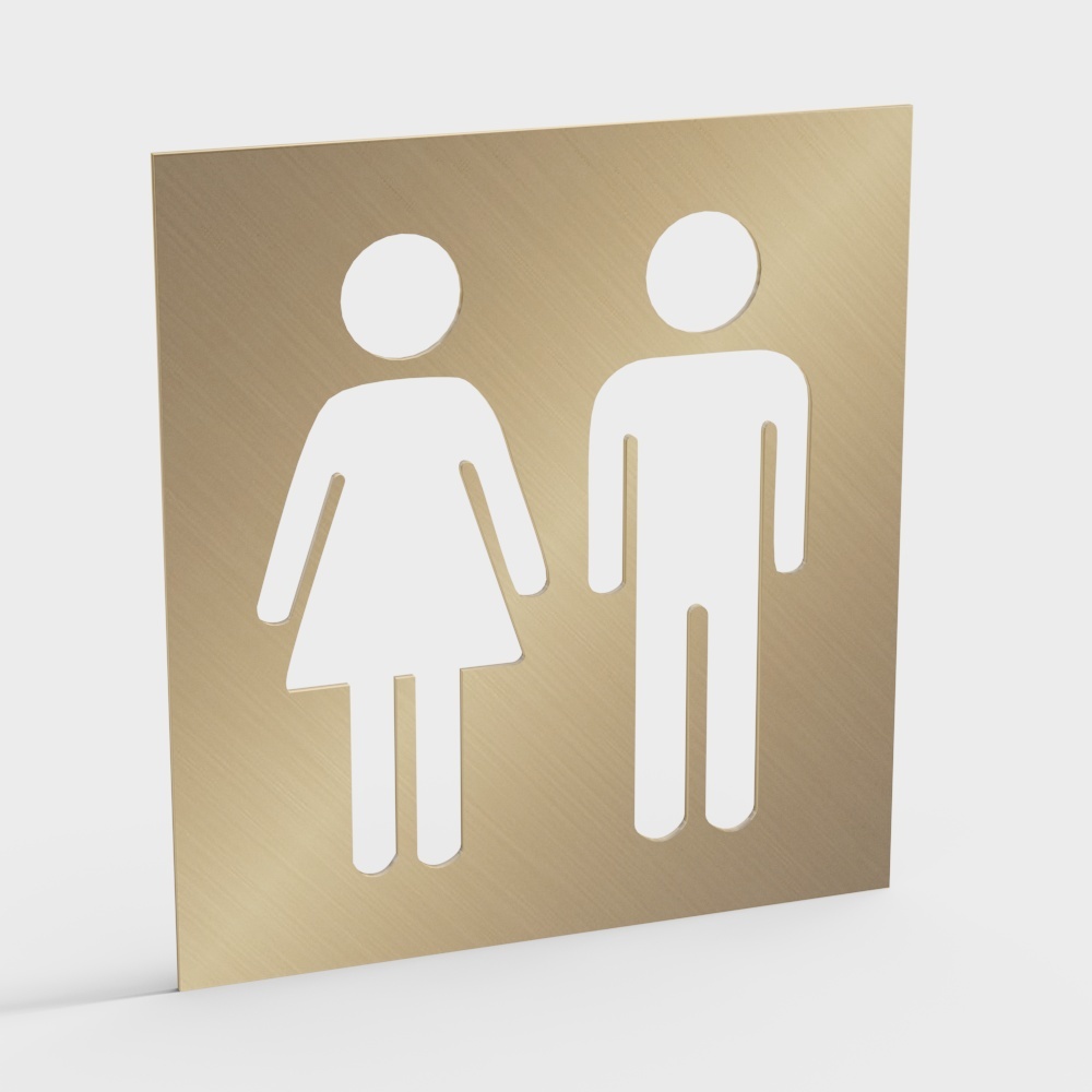 bathroom gold sign