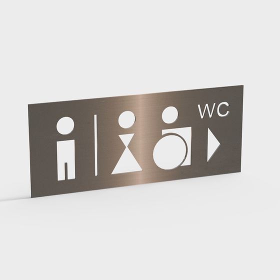 Public Restroom Sign 3D Model Design