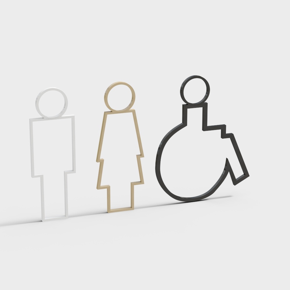 Convenient signs for men and women in bathroom