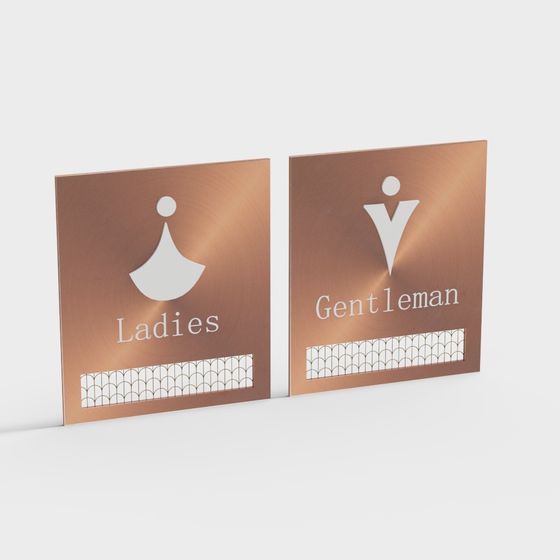 Elegant Bathroom Sign 3D model for Modern Designs