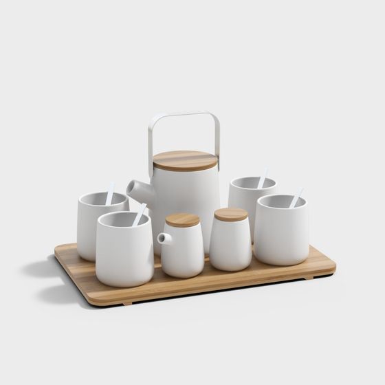 Minimalist Tea Set 3D model for Functional Design