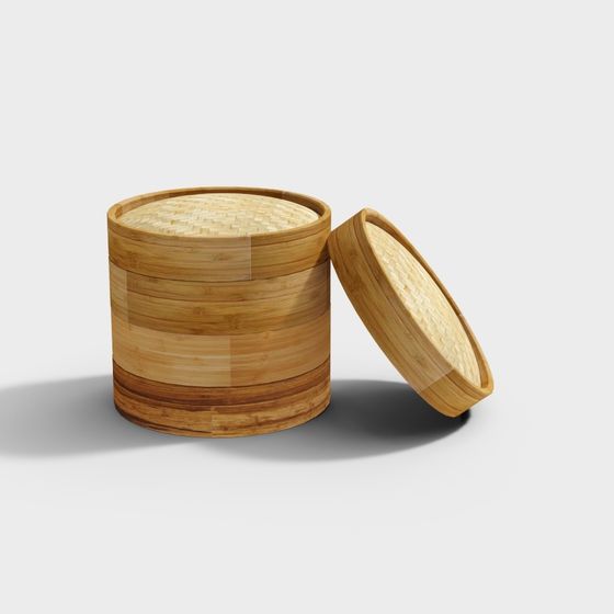 Elegant Bamboo Steamer 3D model for Creative Projects