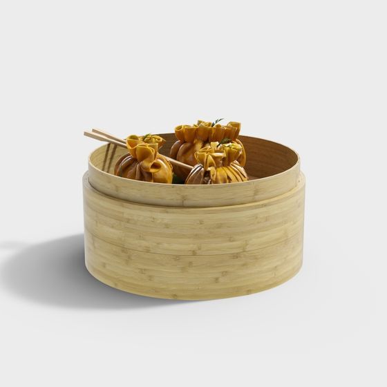 Bamboo Steamer and Dim Sum 3D model for Culinary Designs
