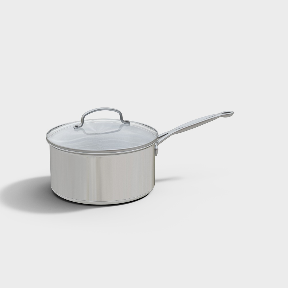 Minimalist Stainless Steel Pot 3D model for Kitchen Designs