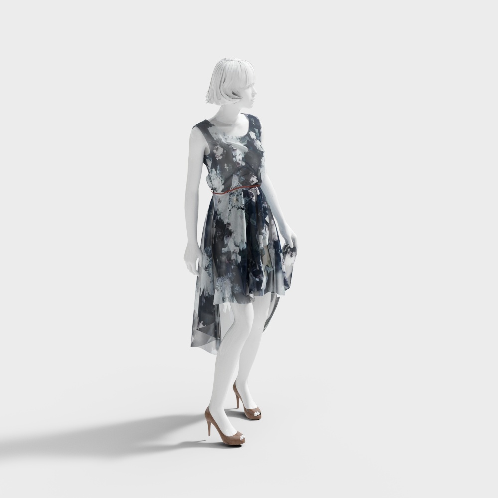 แบบจำลองเสื้อผ้ากระโปรงลายดอกไม้โมเดิร์น