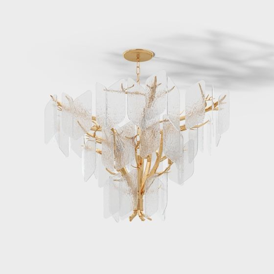 Golden Petal Chandelier 3D model