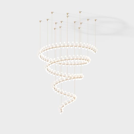 Spiral Light Language Chandelier 3D model for Modern Spaces