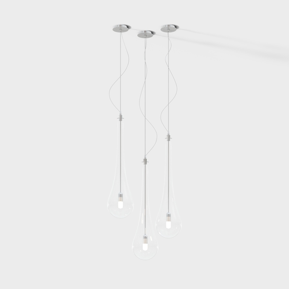 Modern art chandelier three transparent water drops
