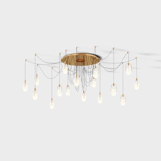 Elegant Low-Poly Chandelier 3D model