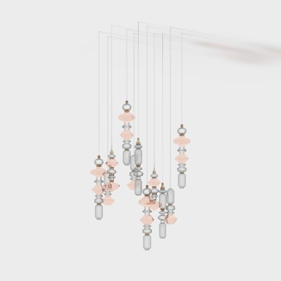 Stylish Crystal Pendant Light 3D model for Interior Design